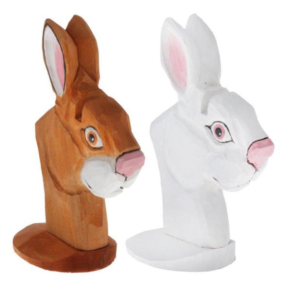 2ピース木彫りのウサギの眼鏡ホルダースタンドラック眼鏡ディスプレイ