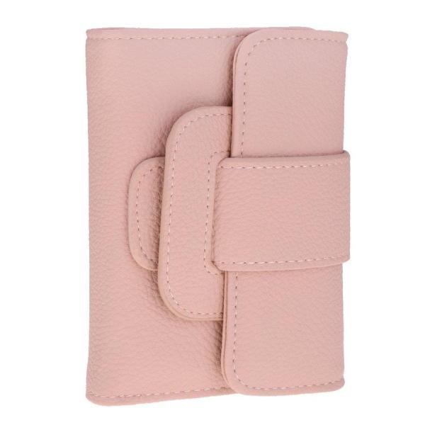 女性の女の子クラシックポンピングベルト財布クラッチtrifold財布ピンク