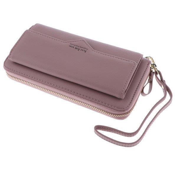 女性puレザー財布ロング二つ折り財布財布クラッチカードホルダー紫