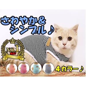 猫服 タンクトップ ストライプ シンプル ボーダー Tシャツ かわいい 抜け毛対策 ウェア 春夏 薄手｜m7m