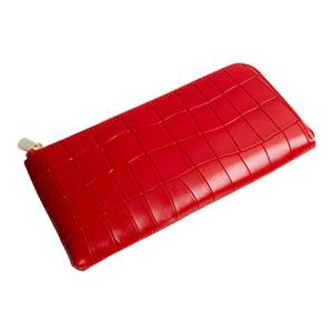 長財布 レディース 牛革 レザー L字ファスナー 長 財布 クロコ型押 薄型 大容量 コンパクト スリム 薄い