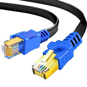 フラットCat8イーサネットケーブル8m Hanprme 26AWG Cat 8 LANネットワークケーブル40Gbps 2000Mhz高速ギガビット