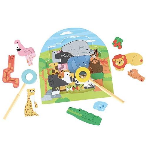 エドインターの2層パズル　アニマル探検隊　木製知育パズル