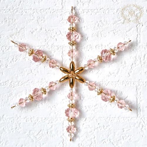 ハルモニア　ビーズスノーフレークオーナメント/ピンク　クリスマス　Harmonier