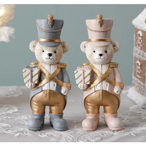 ハルモニア　ソルジャーベアフィギュア　ブルー/ピンク　化粧箱なしのため包装不可　クリスマス　Harm...