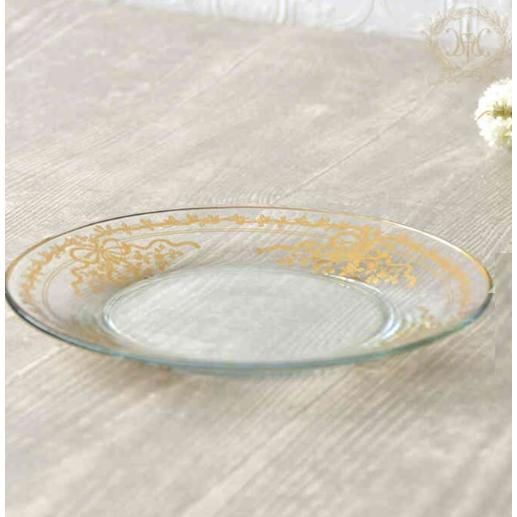 ハルモニア　ゴールドリボンラウンドガラスプレート20cm