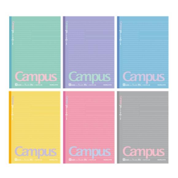 限定　B5ドット入りキャンパスノート6冊パック　シャーベットカラー柄　A罫　コクヨ
