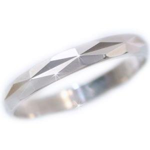 ホワイトゴールド ダイヤカット加工 ペアリング 結婚指輪 ピンキーリング K10wg 指輪｜ma38