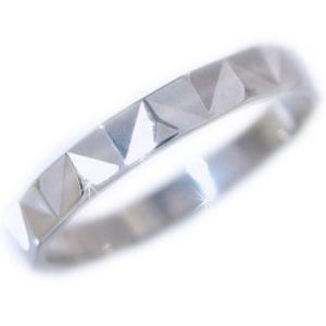 ホワイトゴールド ダイヤカット加工 ペアリング 結婚指輪 ピンキーリング K10wg 指輪｜ma38