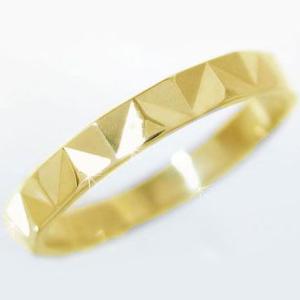 ゴールド ダイヤカット加工 ペアリング 結婚指輪 ピンキーリング K10yg 指輪｜ma38