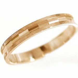 ピンクゴールド 指輪 ダイヤカット加工 ペアリング 結婚指輪 K10pg ストレート カップル