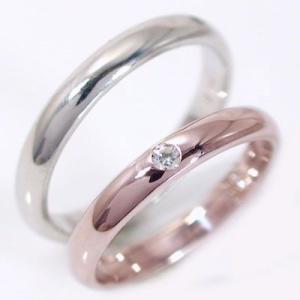 ダイヤモンド ピンクゴールド ホワイトゴールド ペアリング 結婚指輪 マリッジリング  ペア 2本セット K10 指輪 ダイヤ 0.02ct 甲丸ストレートライン｜ma38