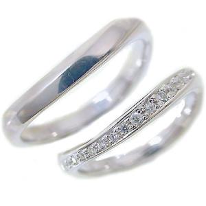 ダイヤモンド ホワイトゴールド 結婚指輪 マリッジリング ペアリング ペア 2本セット K18wg 指輪 ダイヤ 0.1ct｜ma38