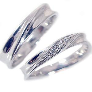 ダイヤモンド ホワイトゴールド ペアリング 結婚指輪 マリッジリング ペア 2本セット K18wg 指輪 ダイヤ 0.04ct｜ma38