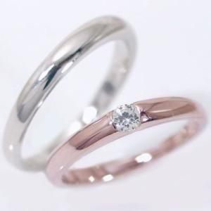 ダイヤモンド ピンクゴールド ホワイトゴールド 結婚指輪 マリッジリング ペアリング ペア 2本セット K10 指輪 ダイヤ 0.1ct｜ma38