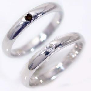 プラチナ ダイヤモンド ブラックダイヤ 結婚指輪 マリッジリング ペアリング ペア 2本セット Pt900 指輪 ダイヤ 0.05ct 甲丸 ストレート