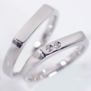 ダイヤモンド ホワイトゴールド ペアリング 結婚指輪 マリッジリング ペア 2本セット K18wg 指輪 ダイヤ 0.02ct｜ma38