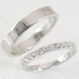 ダイヤモンド ホワイトゴールド ペアリング 結婚指輪 マリッジリング ペア 2本セット K10wg ダイヤ 0.23ct ストレート カップル｜ma38