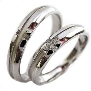 ダイヤモンド ホワイトゴールドk18 結婚指輪 ペアリング マリッジリング  2本セット K18wg クロス｜ma38