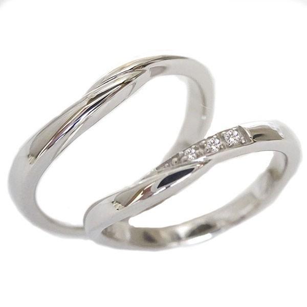 シルバー 結婚指輪 マリッジリング ペアリング ダイヤモンド ペア2本セット SV925 ダイヤ ス...