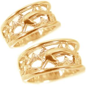 ハワイアンジュエリー ペアリング 結婚指輪 マリッジリング ピンクゴールドk18 2本セット K18pg ドルフィン｜ma38