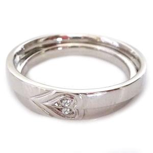 プラチナ ダイヤモンド 結婚指輪 マリッジリング ペアリング ペア2本セット 重ねるとハート Pt900 ダイヤ ストレート カップル｜ma38