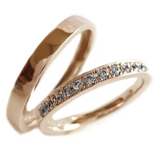 ピンクゴールド K18 ペアリング ダイヤモンド 2本セット 結婚指輪 マリッジリング K18pg ダイヤ｜ma38