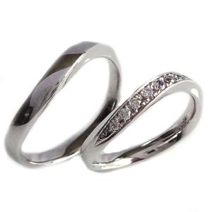 結婚指輪 ホワイトゴールド K10 マリッジリング ペアリング ダイヤモンド 2本セット K10wg ダイヤ｜ma38