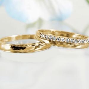 ダイヤモンド イエローゴールド 結婚指輪 ペアリング