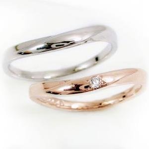 ダイヤモンド ピンクゴールド ホワイトゴールド ペアリング 結婚指輪 マリッジリング 2本セット K18 ダイヤ 0.02ct｜ma38