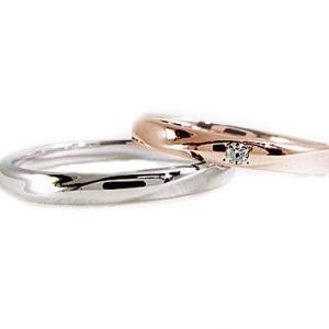 ダイヤモンド ピンクゴールド ホワイトゴールド ペアリング 結婚指輪 マリッジリング 2本セット K10 指輪 ダイヤ 0.02ct｜ma38