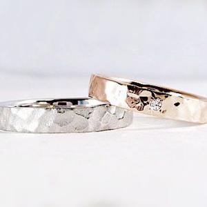 ダイヤモンド ピンクゴールド ホワイトゴールド 結婚指輪