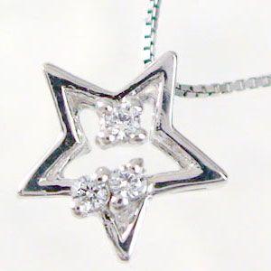 ダイヤモンド ネックレス ホワイトゴールド 星 スター K10wg ダイヤ 