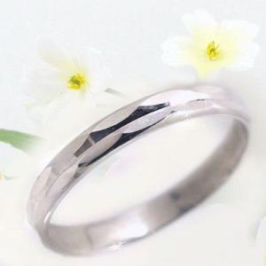 プラチナ ダイヤカット加工 ペアリング 結婚指輪 ピンキーリング Pt900 指輪 ストレート カップル｜ma38