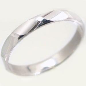 ホワイトゴールド ダイヤカット加工 ペアリング 結婚指輪 ピンキーリング K18wg 指輪 ストレート カップル｜ma38