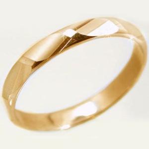ピンクゴールド ダイヤカット加工 ペアリング 結婚指輪 ピンキーリング K18pg 指輪｜ma38