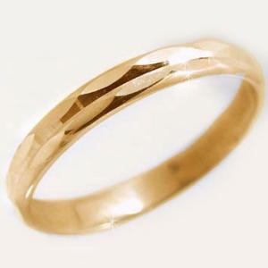 ピンクゴールド 指輪 ダイヤカット加工 ペアリング 結婚指輪 K18pg ストレート カップル｜ma38