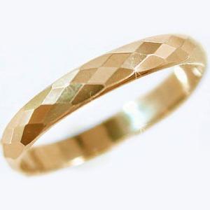 ピンクゴールド ダイヤカット加工 ペアリング 結婚指輪 ピンキーリング K18pg 指輪｜ma38