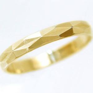 ゴールド ダイヤカット加工 ペアリング 結婚指輪 ピンキーリング K18yg 指輪｜ma38
