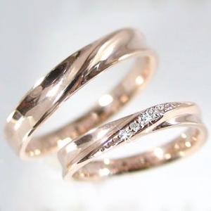 ダイヤモンド ピンクゴールド 結婚指輪 ペアリング マリッジリング ペア2本セット K10PG ダイヤ 0.02ct｜ma38