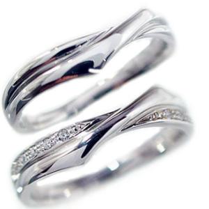 ダイヤモンド ホワイトゴールド ペアリング 結婚指輪 マリッジリング 2本セット K18wg ダイヤ 0.08ct｜ma38