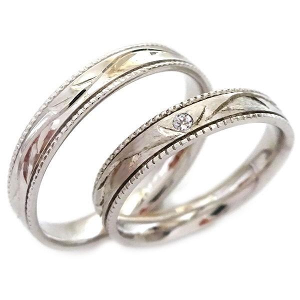 プラチナ ダイヤモンド 結婚指輪 ペアリング マリッジリング 2本セット Pt900 指輪 ダイヤ ...
