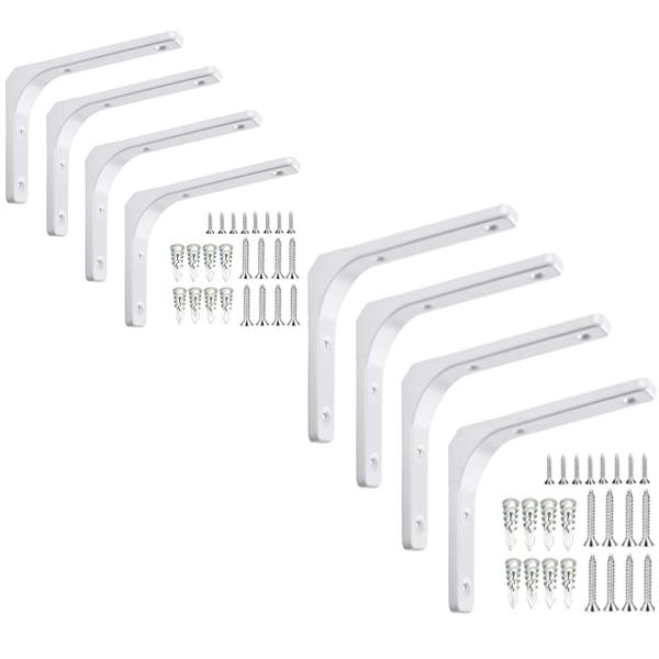 棚受け金具300mm×250mm×30mm　ホワイト 8本セット アイアンブランケット【付属品】ボー...