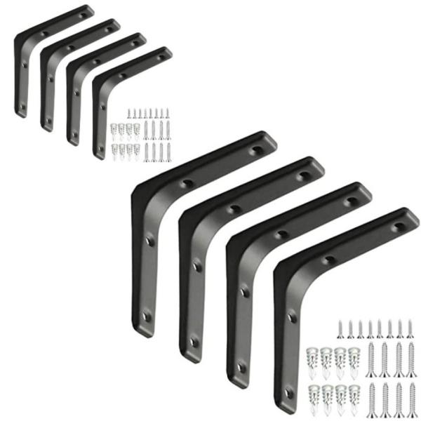 棚受け金具300mm×250mm×30mm　ブラック 8本セット アイアンブランケット【付属品】ボー...