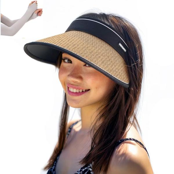 レディースサンバイザー 麦わら調サンバイザー UVカットレディースハット レジャー全般 フリーサイズ...