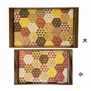 箱根寄木細工の袖付長角盆 小 麻の葉亀甲柄 日本製の詳細画像4