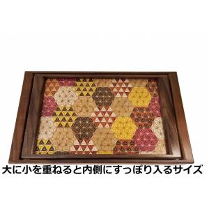 箱根寄木細工の袖付長角盆 小 麻の葉亀甲柄 日本製の詳細画像5