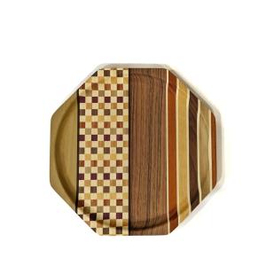 無垢の箱根寄木細工の八寸盆 八角