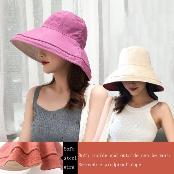 レディース ハット UVカット帽子 リバーシブル つば広 日焼け防止 小顔効果 あご紐 紫外線カット