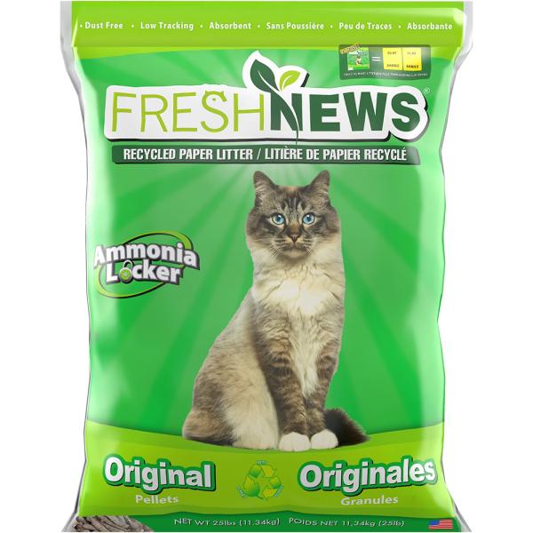 フレッシュニュース オリジナル 無香料で固まらない再生紙の猫砂 11.34kg